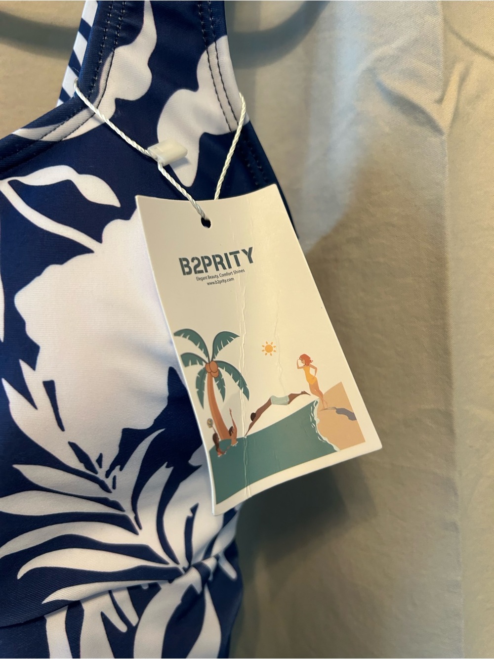 Unbranded Navy & White Floral One-Piece Swimsuit - Picture 3 of 4